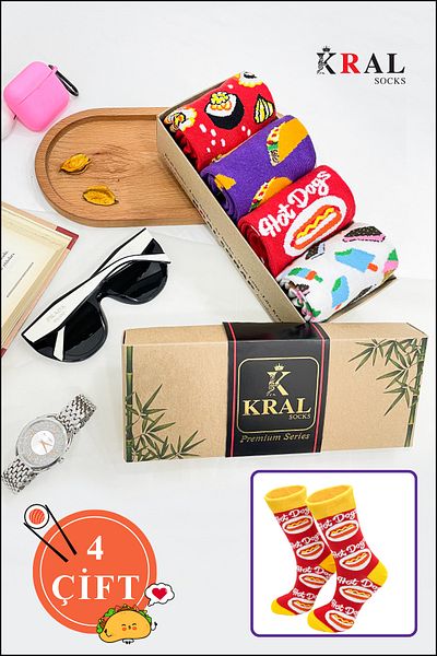 KRAL SOCKS Women - Men Boxed (4 Pairs) Seamless Cotton Anti-Sweat Socks Set-1