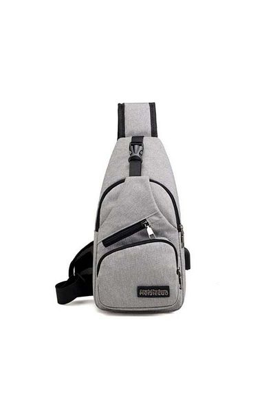 Generic JOLLY Solid Chest Waistpack Belt Shoulder Bag With USB Charger Grey