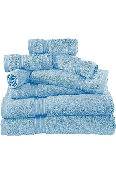 Comfy 8 Piece 100% Combed Cotton 550 GSM Highly Absorbent Towel Set - Sky Blue