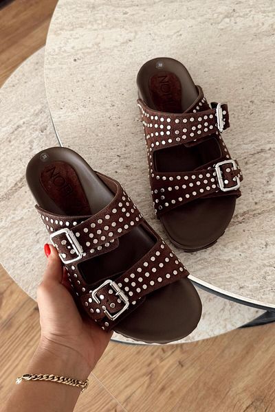 nope21shoess Παντόφλες Relax Brown από γνήσιο δέρμα
