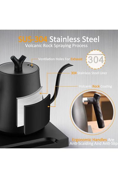 fulina Electric Kettle 1L,Stainless Steel Coffee and Tea Kettle,1000w Fast Heating,for Hotels/Home,Black