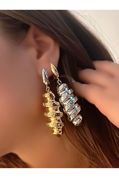 MyladyAccessoriess Wrapped Plate Look Long Dangle Drop Earrings Gold