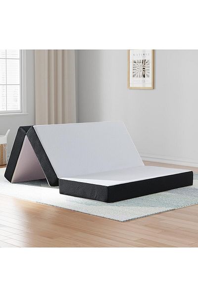 Comfy Portable White Knitted  180x90x7cm Medicated Folding Mattress with Black Border