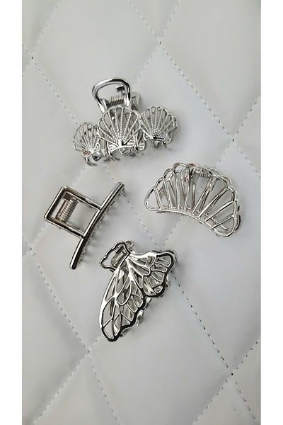 GÜLPEŞE 4 bucăți cataramă mică din metal argintiu, lungime 4 cm