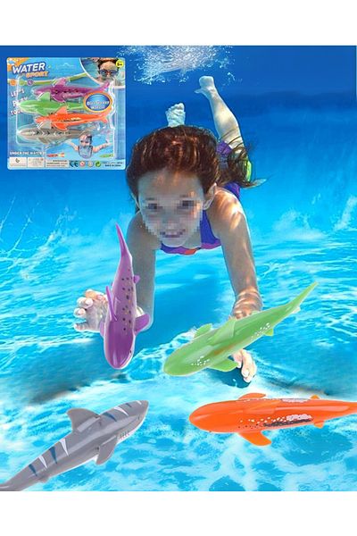 TUENGİ STORE Pool Toy Children's Underwater Diving Toy Set of 4 - Colorful Fish