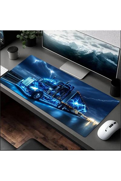 sgeteknoloji 70X30 cm Neon Tir Themed Non-Slip Base Speed Surface Gamer Mouse Pad Gaming