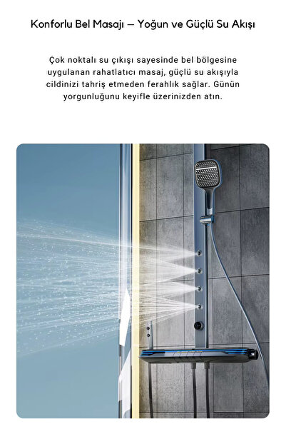 OXYAQUA Comfort Akıllı Robot Duş seti - Piyano Dijital Led Göstergeli Termostatik Tepe Duş Seti