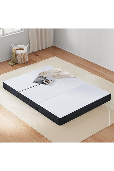 Comfy Portable White Knitted 180x90x10cm Medicated Folding Mattress with Black Border