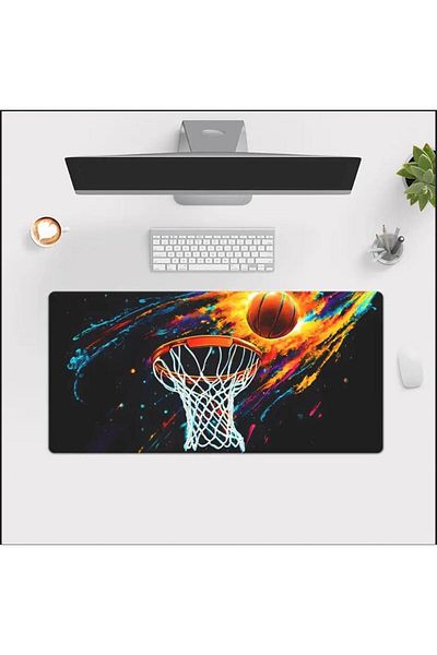 sgeteknoloji 70X30 cm Basketball Hoop Themed Non-Slip Base Speed Surface Player Mouse Pad Gaming