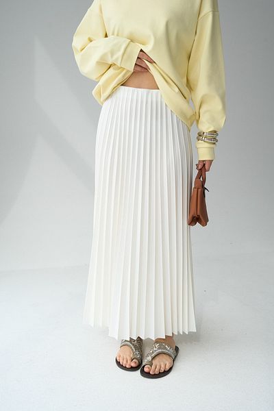 LOOSH Women's Ecru Pleated Maxi Skirt