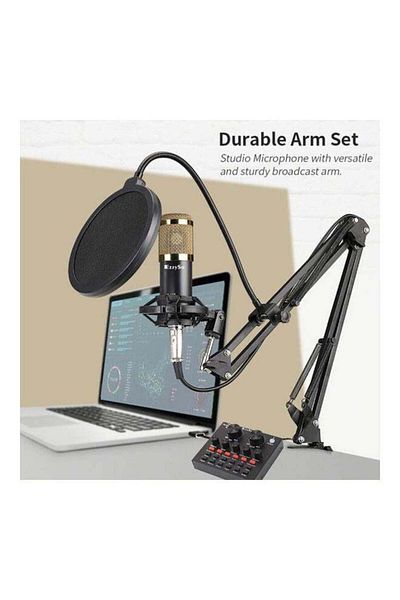fulina Audio Mixer BM800 Condenser Microphone Live Sound Card V8 SET,noise reduction,For DJ, music studio
