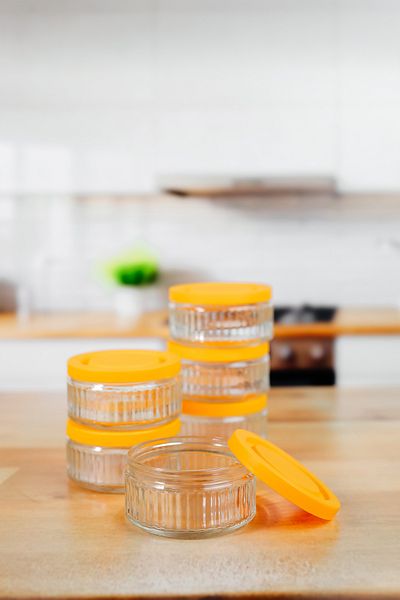 ZURİ DESİGN 6-Piece Airtight Glass Breakfast Set - 140 Cc |   Orange Lid, Leakproof Storage Container