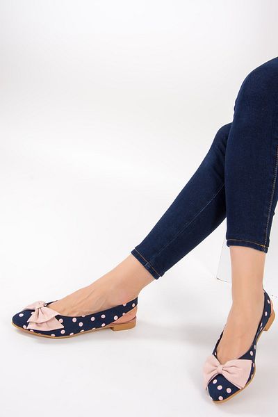 Fox Shoes Námořnická modrá Puntíkované/pudrové dámské baleríny D 726774404