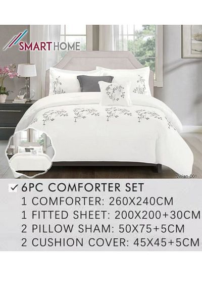 smart home Embroidered two-sided quilt set, two-sided mattress, consisting 6 pieces, 100% microfiber,240x260cm