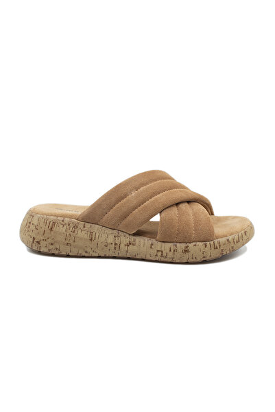 Muya A 3871027   Women's Daily Leather Slippers Tan