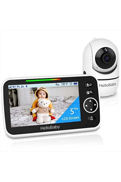 Hello Baby Video Bebek Monitörü, 5 İnç Split Ekran, 30 Saat Pil Ömrü, 355° Pa...