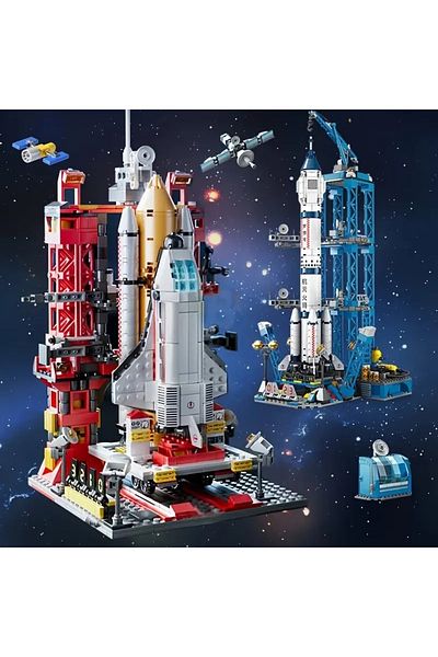 miniarpturkiye 500+ Piece Space Shuttle & Rocket Launch Center Building Toy Set - Abs Material