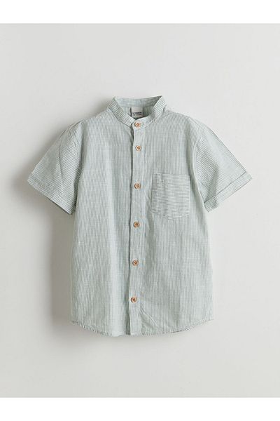LC Waikiki Standard Mold 100% Cotton Poplin Fabric Stand Collar Boy's Shirt
