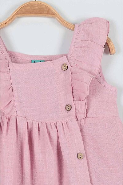 voyyo kids baby ROCHIE DE VARĂ PENTRU FETE, DETALIE CU BUTON, 100% BUMBAC, MUSLINĂ