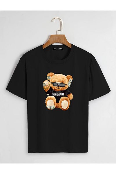 SOFTWAY Tricou de bază unisex cu guler supradimensionat - NEGRU