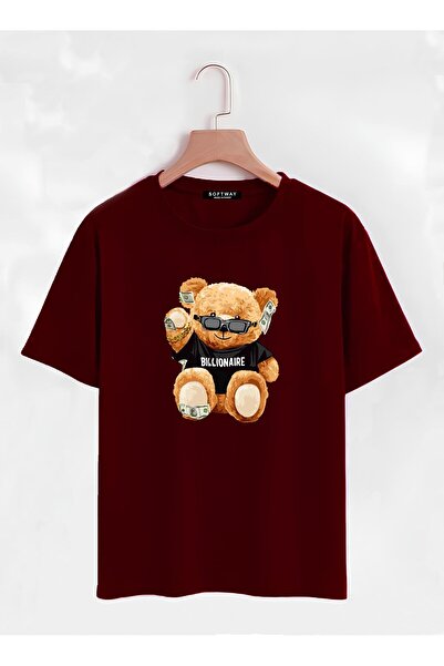 SOFTWAY Unisex Οργανικό Oversize T-Shirt Βασικού Στυλ με Εκτύπωση Billionaire...