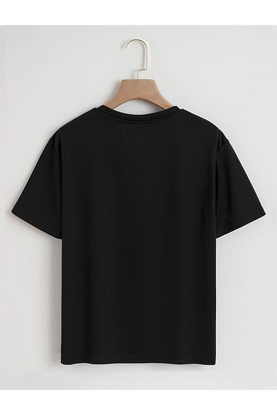 SOFTWAY Tricou de bază unisex cu guler supradimensionat - NEGRU