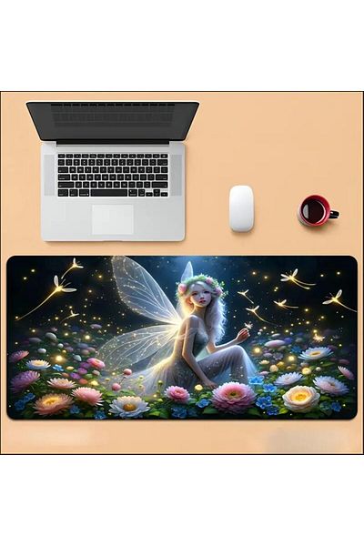 sgeteknoloji 70X30 cm Fairy Girl Themed Non-Slip Base Speed Surface Gamer Mouse Pad Gaming