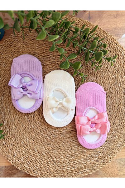 vikivin bebe 3'lü Set Fiyonklu Kız Bebek Çorapları
