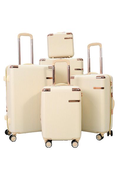 MORANO 5-piece luggage set with 4 wheels, solid and modern design