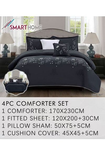 smart home Embroidered quilt set for a person, double-sided quilt, 4-piece bedspread, 100% microfiber 170X230cm