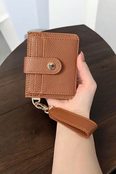 Classbag Women's Tan Mini Wallet with Keychain and Card Holder Detail
