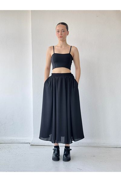 Retrobird Fusta Midi evazată Circle Femei Negru
