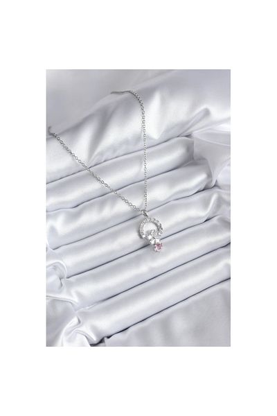 Skygo Gold Colored 316L Steel Zircon Stone Flower Model Women's Necklace - TJ-BKO8111