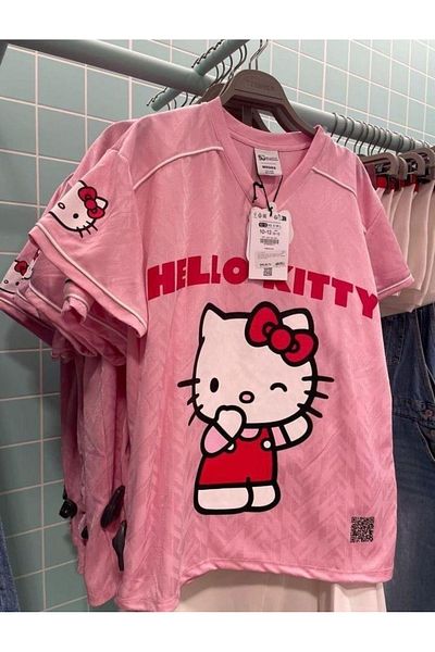 Touz Moda Kitty Digital Printing Pink Jersey