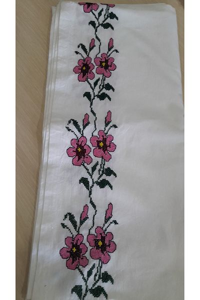 Papatyam Hand Knitted Calico - 220X100 Handcrafted Lace / Vintage / Dowry