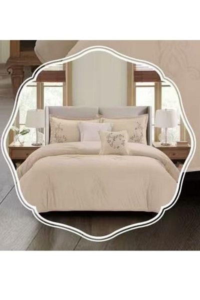 smart home Embroidered Single Duvet Set, Double Sided Comforter, 4 Piece Bedspread, 100% Microfiber