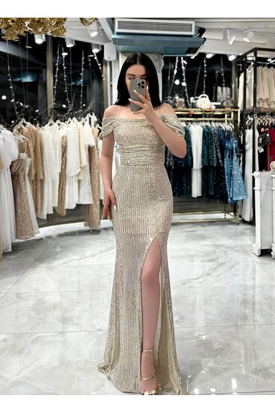 Zoe Zoe Andrea Arkası - Μακρύ φόρεμα με παγιέτες με κορδόνια με κορδόνια