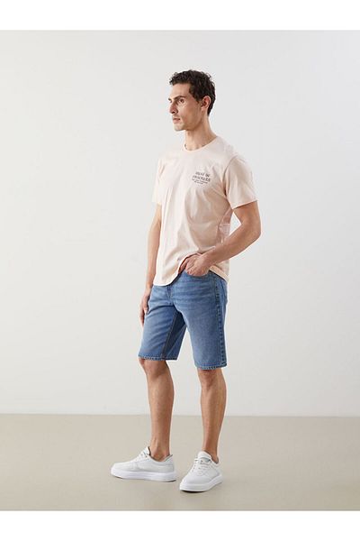 LC Waikiki Νέα σεζόν Crew Neck κοντομάνικο εμπριμέ χτενισμένο βαμβακερό ανδρικό Tisort - S5KK05Z8
