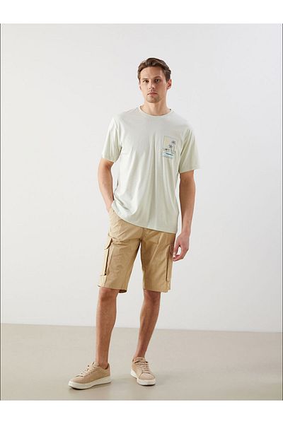 LC Waikiki New Season Crew Neck Κοντό μανίκι εμπριμέ χτενισμένο βαμβακερό ανδρικό Tisort - S5K463Z8