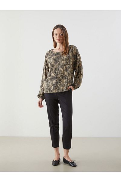 LC Waikiki Lcw Eco Brown Crew Neck Print Women's Blouse