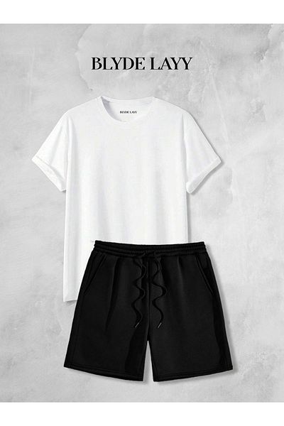 BLYDE LAYY Unisex Plain Unprinted Shorts-T-Shirt Set