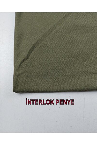 Kumaş Parça Інтерлок трикотаж хакі кольору (ширина 140 см x довжина 175 см)