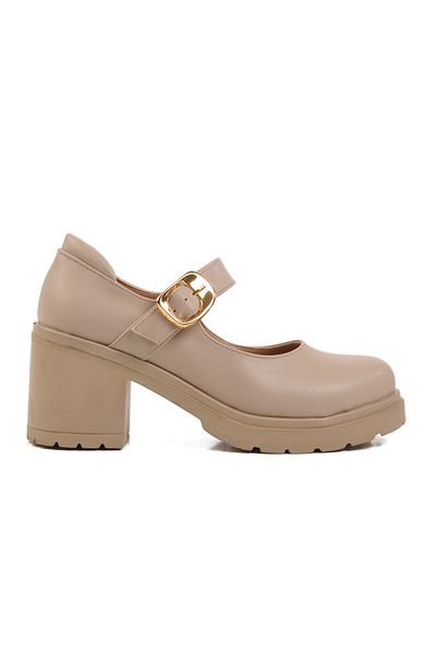 AYAKMOD Beige Heeled Women's Casual Shoes 572403   Z