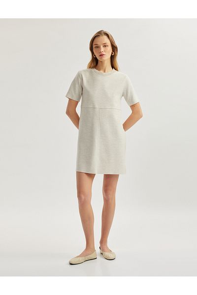 Koton New Season Regular Fit Crew Neck Short Sleeve Mini Dress