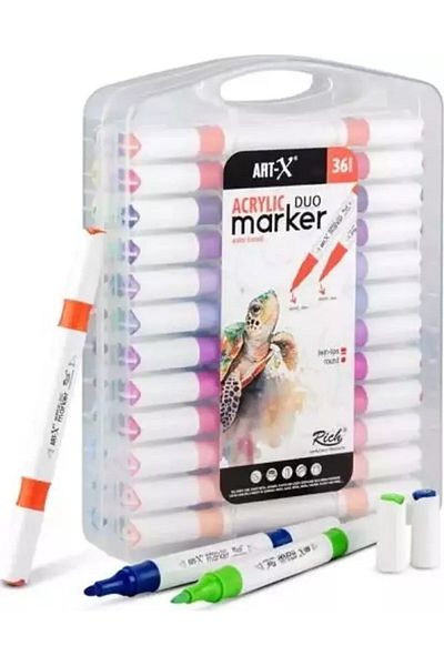 Rich Art-X Duo Marker - Double Ended Water Based, 36 Color Set