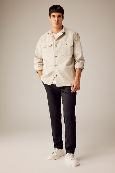 DeFacto Cozy Cut Polo Neck - Πουκάμισο από καμβά με κούμπωμα και τσέπες A8182ax23wn