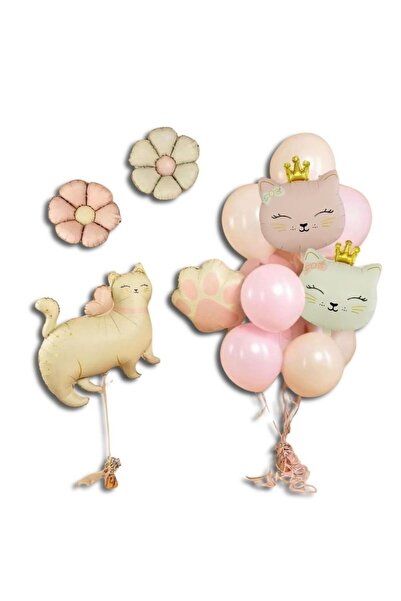 DÜVENCİ TİCARET RETRO KEDİ PAPATYA FİĞÜRLÜ FOLYO BALON SET