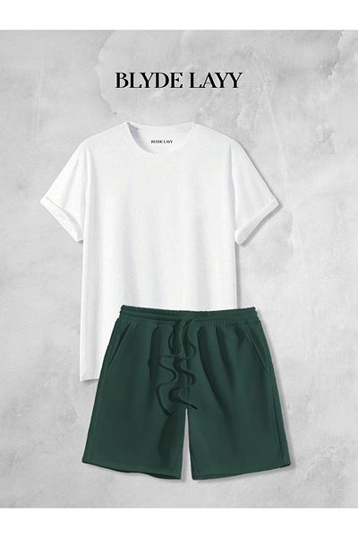 BLYDE LAYY Unisex Plain Unprinted Shorts-T-Shirt Set