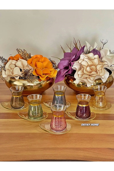 P&ORA PREMIUM KITCHEN PRODUCTS 6-Piece Almond Gilded Tea Set - Tea Set - Gift - Luxury