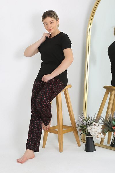 modaserdem Costum de pijama din bumbac pieptănat cu mânecă scurtă pentru femei Mdsrdm - 100% bumbac